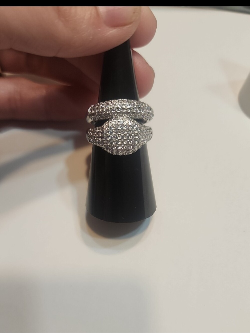 FP 2pcs/set Luxury White Gold Plated Sparkling cubic Zirconia Ring Set, Suitable